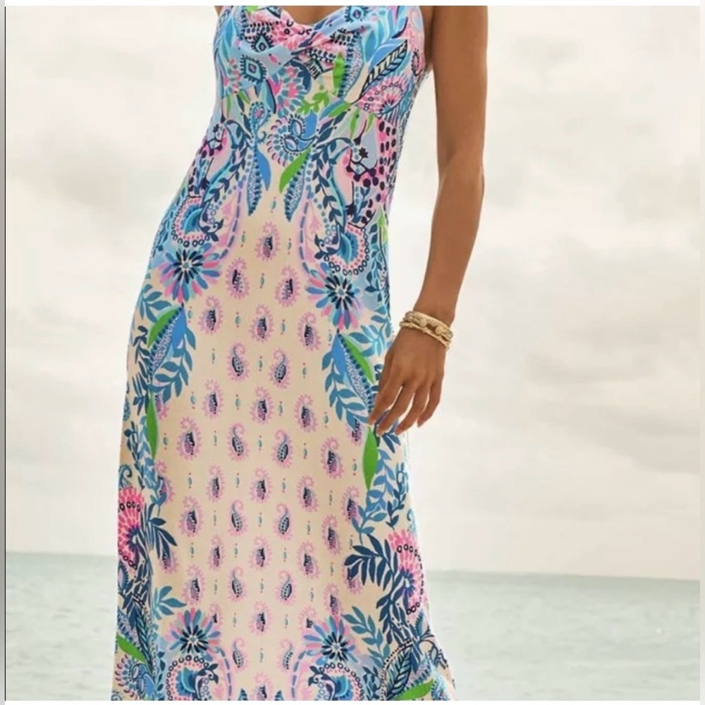 Lilly Pulitzer Pink Blue Green Floral Maxi Dress